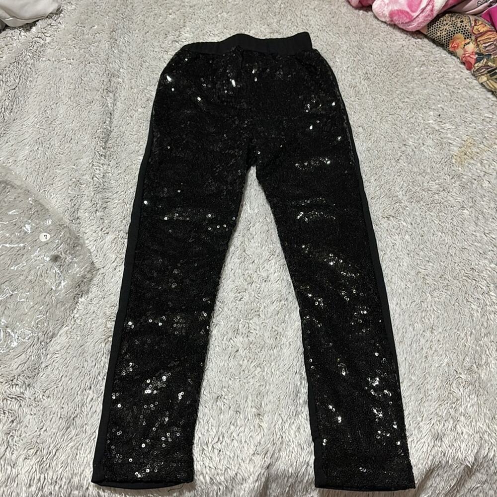 Black front sequin leggings 7 back is plain black nwt dressy cocktail Christmas